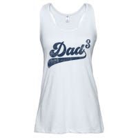 Dad3 Dad Cubed Gifts Father Of Three Daddy 3 Third Time Dad Ladies Essential Flowy Tank
