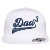 Dad3 Dad Cubed Gifts Father Of Three Daddy 3 Third Time Dad Flat Bill Trucker Hat