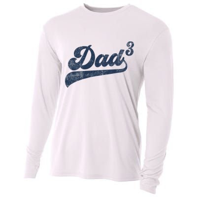 Dad3 Dad Cubed Gifts Father Of Three Daddy 3 Third Time Dad Cooling Performance Long Sleeve Crew
