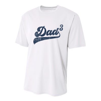 Dad3 Dad Cubed Gifts Father Of Three Daddy 3 Third Time Dad Youth Performance Sprint T-Shirt