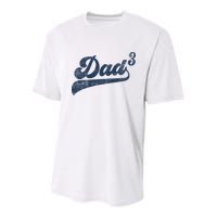 Dad3 Dad Cubed Gifts Father Of Three Daddy 3 Third Time Dad Youth Performance Sprint T-Shirt