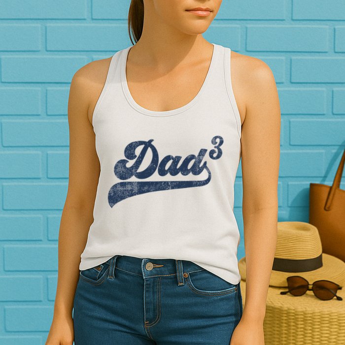 Dad3 Dad Cubed Gifts Father Of Three Daddy 3 Third Time Dad Womens Tank Top