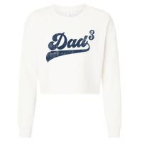 Dad3 Dad Cubed Gifts Father Of Three Daddy 3 Third Time Dad Cropped Pullover Crew