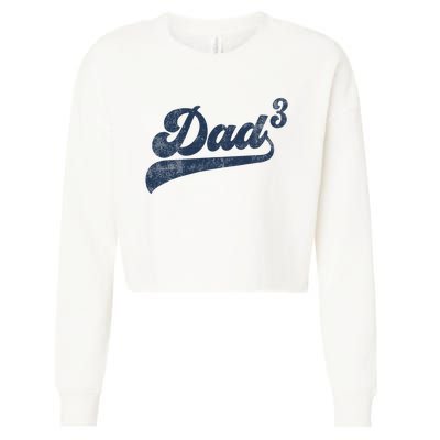 Dad3 Dad Cubed Gifts Father Of Three Daddy 3 Third Time Dad Cropped Pullover Crew