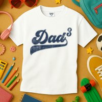 Dad3 Dad Cubed Gifts Father Of Three Daddy 3 Third Time Dad Kids T-Shirt
