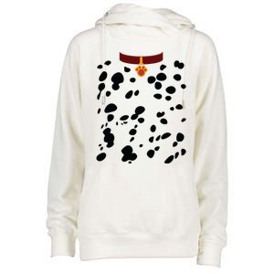 Dog Dalmatian Costume Dalmations Spots Puppy Print Halloween Womens Funnel Neck Pullover Hood