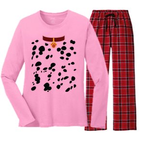 Dog Dalmatian Costume Dalmations Spots Puppy Print Halloween Women's Long Sleeve Flannel Pajama Set 