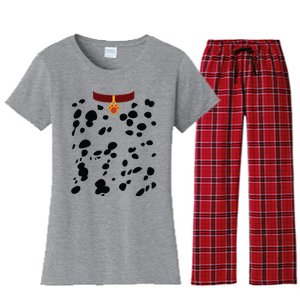 Dog Dalmatian Costume Dalmations Spots Puppy Print Halloween Women's Flannel Pajama Set