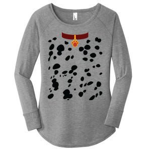 Dog Dalmatian Costume Dalmations Spots Puppy Print Halloween Women's Perfect Tri Tunic Long Sleeve Shirt