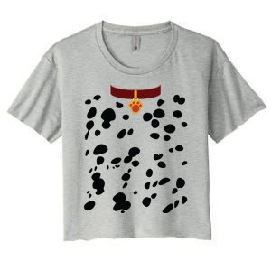 Dog Dalmatian Costume Dalmations Spots Puppy Print Halloween Women's Crop Top Tee