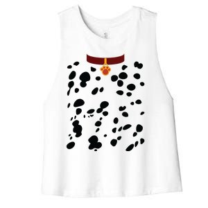 Dog Dalmatian Costume Dalmations Spots Puppy Print Halloween Women's Racerback Cropped Tank