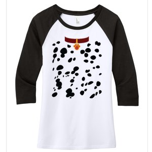 Dog Dalmatian Costume Dalmations Spots Puppy Print Halloween Women's Tri-Blend 3/4-Sleeve Raglan Shirt