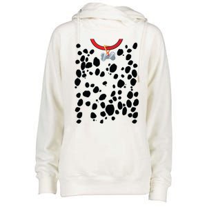 Dog Dalmatian Costume Dalmations Spots Puppy Print Halloween Womens Funnel Neck Pullover Hood