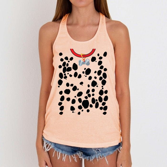 Dog Dalmatian Costume Dalmations Spots Puppy Print Halloween Women's Knotted Racerback Tank