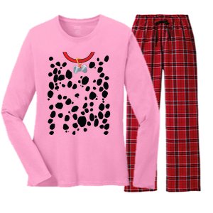 Dog Dalmatian Costume Dalmations Spots Puppy Print Halloween Women's Long Sleeve Flannel Pajama Set 