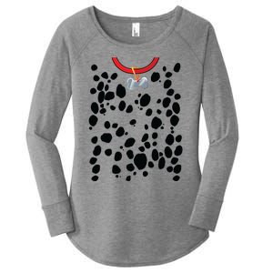 Dog Dalmatian Costume Dalmations Spots Puppy Print Halloween Women's Perfect Tri Tunic Long Sleeve Shirt