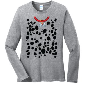 Dog Dalmatian Costume Dalmations Spots Puppy Print Halloween Ladies Long Sleeve Shirt