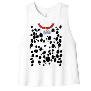 Dog Dalmatian Costume Dalmations Spots Puppy Print Halloween Women's Racerback Cropped Tank