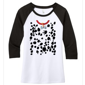 Dog Dalmatian Costume Dalmations Spots Puppy Print Halloween Women's Tri-Blend 3/4-Sleeve Raglan Shirt