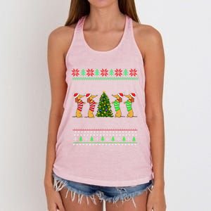 Dachshund Dog Christmas Ugly Sweater Dachshund Xmas Gift Great Gift Women's Knotted Racerback Tank