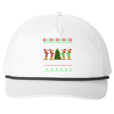 Dachshund Dog Christmas Ugly Sweater Dachshund Xmas Gift Cute Gift Snapback Five-Panel Rope Hat