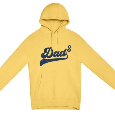 Dad3 Dad Cubed Gifts Father Of Three Daddy 3 Third Time Dad Premium Pullover Hoodie