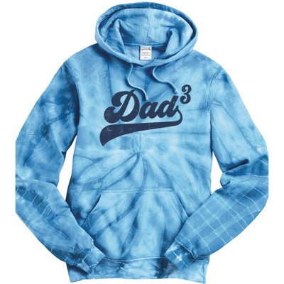 Dad3 Dad Cubed Gifts Father Of Three Daddy 3 Third Time Dad Tie Dye Hoodie