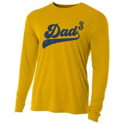 Dad3 Dad Cubed Gifts Father Of Three Daddy 3 Third Time Dad Cooling Performance Long Sleeve Crew