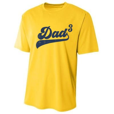 Dad3 Dad Cubed Gifts Father Of Three Daddy 3 Third Time Dad Performance Sprint T-Shirt