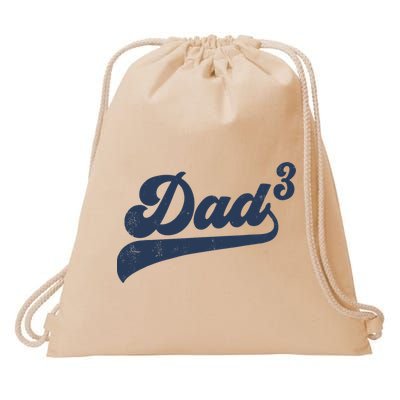 Dad3 Dad Cubed Gifts Father Of Three Daddy 3 Third Time Dad Drawstring Bag