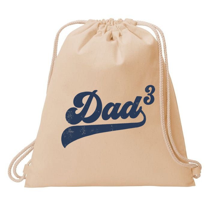 Dad3 Dad Cubed Gifts Father Of Three Daddy 3 Third Time Dad Drawstring Bag