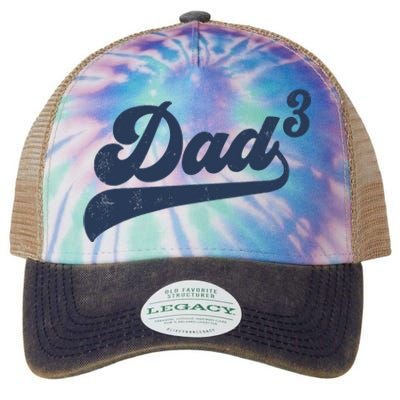 Dad3 Dad Cubed Gifts Father Of Three Daddy 3 Third Time Dad Legacy Tie Dye Trucker Hat