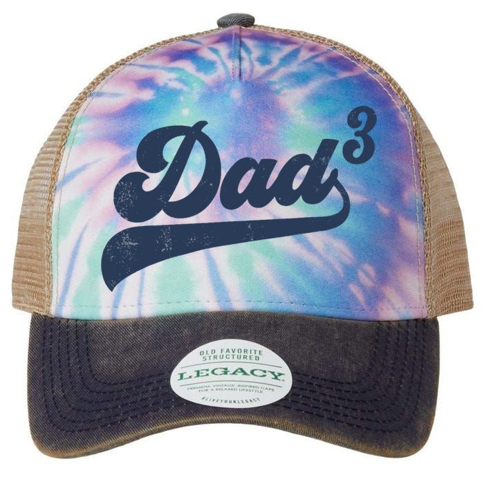Dad3 Dad Cubed Gifts Father Of Three Daddy 3 Third Time Dad Legacy Tie Dye Trucker Hat