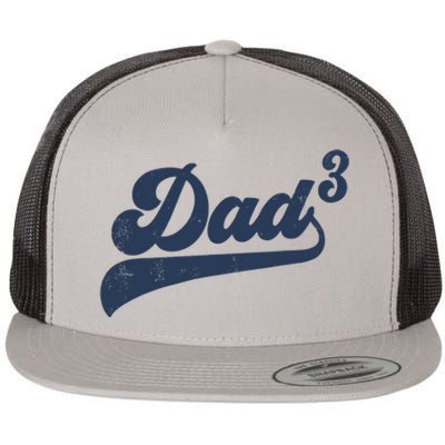 Dad3 Dad Cubed Gifts Father Of Three Daddy 3 Third Time Dad Flat Bill Trucker Hat