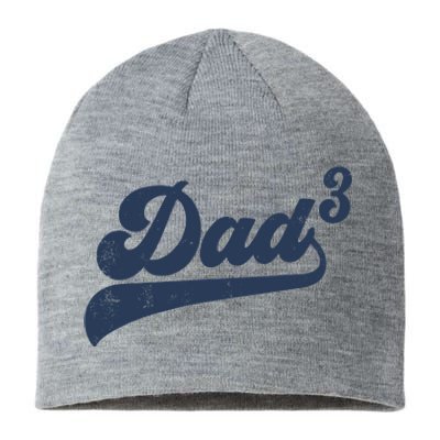 Dad3 Dad Cubed Gifts Father Of Three Daddy 3 Third Time Dad Sustainable Beanie