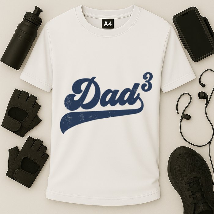 Dad3 Dad Cubed Gifts Father Of Three Daddy 3 Third Time Dad Performance Shirt