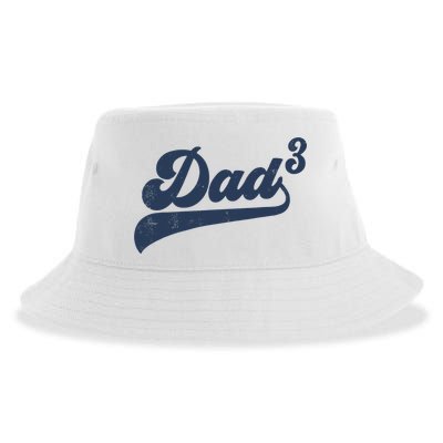 Dad3 Dad Cubed Gifts Father Of Three Daddy 3 Third Time Dad Sustainable Bucket Hat