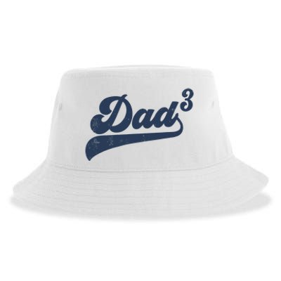 Dad3 Dad Cubed Gifts Father Of Three Daddy 3 Third Time Dad Sustainable Bucket Hat