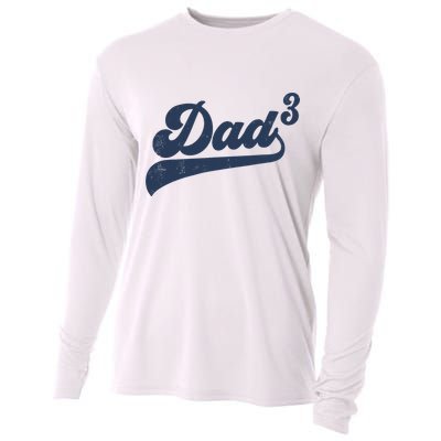 Dad3 Dad Cubed Gifts Father Of Three Daddy 3 Third Time Dad Cooling Performance Long Sleeve Crew
