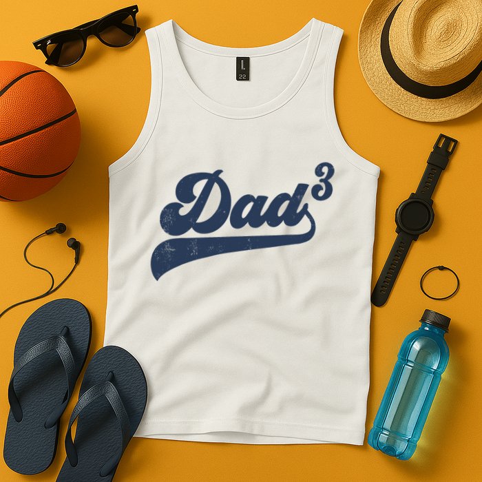 Dad3 Dad Cubed Gifts Father Of Three Daddy 3 Third Time Dad Tank Top