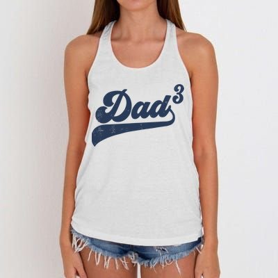 Dad3 Dad Cubed Gifts Father Of Three Daddy 3 Third Time Dad Women's Knotted Racerback Tank