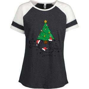 Dachshund Dog Christmas Tree Family Xmas Ugly Dog Owner Cute Gift Enza Ladies Jersey Colorblock Tee