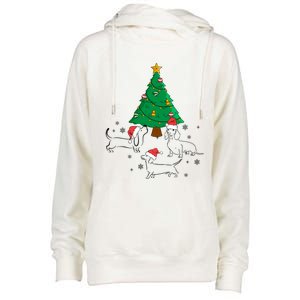 Dachshund Dog Christmas Tree Family Xmas Ugly Dog Owner Cute Gift Womens Funnel Neck Pullover Hood