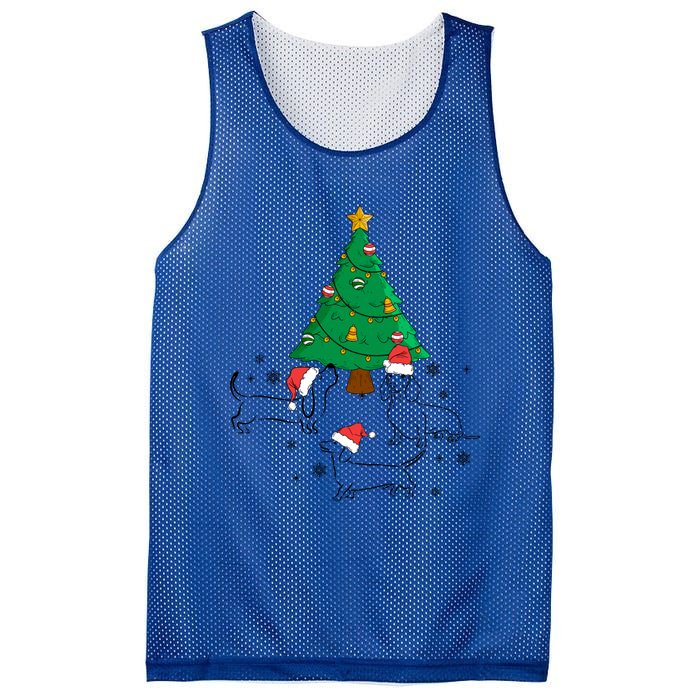 Dachshund Dog Christmas Tree Family Xmas Ugly Dog Owner Cute Gift Mesh Reversible Basketball Jersey Tank