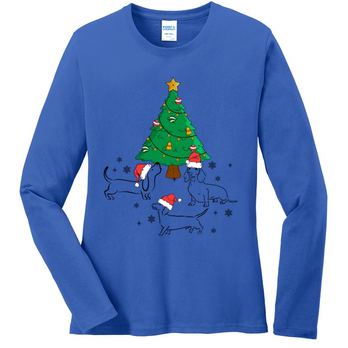 Dachshund Dog Christmas Tree Family Xmas Ugly Dog Owner Cute Gift Ladies Long Sleeve Shirt