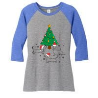 Dachshund Dog Christmas Tree Family Xmas Ugly Dog Owner Cute Gift Women's Tri-Blend 3/4-Sleeve Raglan Shirt