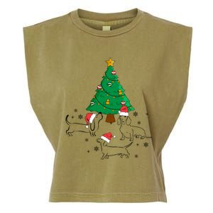 Dachshund Dog Christmas Tree Family Xmas Ugly Dog Owner Cute Gift Garment-Dyed Women's Muscle Tee