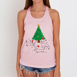 Dachshund Dog Christmas Tree Family Xmas Ugly Dog Owner Cute Gift Women's Knotted Racerback Tank