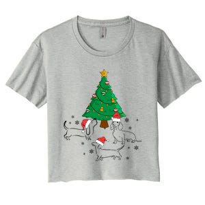 Dachshund Dog Christmas Tree Family Xmas Ugly Dog Owner Cute Gift Women's Crop Top Tee