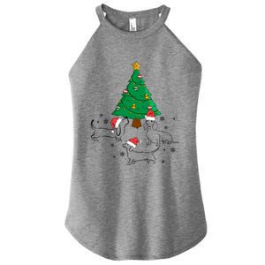 Dachshund Dog Christmas Tree Family Xmas Ugly Dog Owner Cute Gift Women's Perfect Tri Rocker Tank